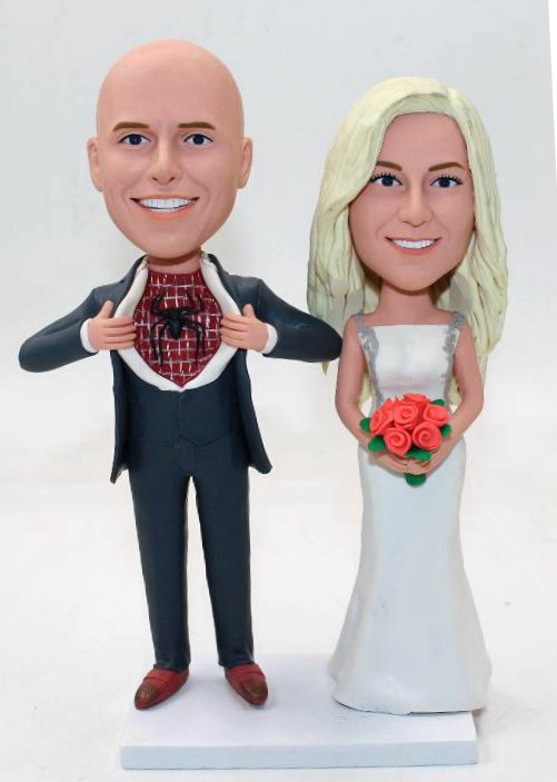Custom wedding cake topper Figurines Spiderman Groom Cake Toppers